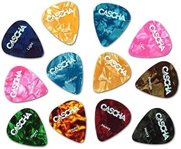 CASCHA 12 Plettri per chitarra, chitarra acustica classica, chitarra elettrica, ukulele, basso, pick set, accessori