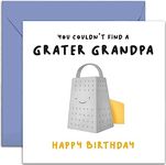 Old English Co. Funny Birthday Card for Grandpa from Grandchildren - 'Grater Grandpa' Cheese Pun - Cute Birthday Greeting Card For Him - Humorous Birthday Card for Family | Blank Inside