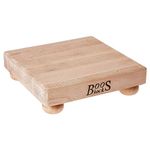 John Boos B Series Square Wooden Maple Cutting Board 9”x9” – 1.5” Thick, 3.7-lb Non-Reversible Butcher Block with Wood Bun Feet & Edge-Grain