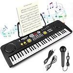 m zimoon Kids Piano Keyboard, 61 Keys Electronic Music Piano with LED Display,Music Stand,Mic, USB Power, Audio Cord Musical Instruments Education Toy Birthday Christmas Gift for Boys Girls Beginner