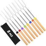 8Pcs Marshmallow Roasting Sticks for Tabletop Fire Pit Long 32Inch Smores Skewers Kit Telescoping Hot Dog Fork S'mores Sticks, Camping Essentials Campfire BBQ Gear Outside Bonfires Cooking Accessories