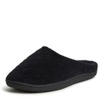 Dearfoams Women's Memory Foam Washable Leslie Clog House Slipper with Wide Widths, Black Terry, 11-12