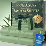 DECOLURE 100% Organic Viscose Derived from Bamboo Sheets Full Size 6pcs - Ultra Soft & Luxuriously Cooling, 17" Deep Pocket, Double Stitching, Perfect for Hot Sleepers - Full Bed Sheets (Sage Green)