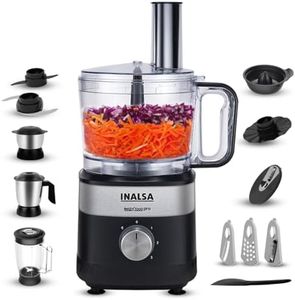 INALSA Food Processor For Kitchen With Mixer Grinder Juicer|1000 Watt Copper Motor|2.5L Processing Jar|Chopping,Kneading Blade|Citrus Juicer|Shredding,Slicing,Whisker&French Fries Cutter-Inox1000 Pro