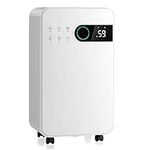 DORTALA 2500 Sq. Ft Dehumidifier, Basement Bathroom Bedroom Dehumidifier with Drain Hose, LED Light, 24H Timer, 32 Pints/Day, Portable Small Dehumidifier on Wheels, White