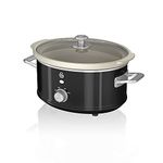 Swan Retro SF17021BN 3.5 Litre Slow Cooker, 3 Temperature Settings, Keep Warm Function, Removable Ceramic Inner Pot, 200W, Black