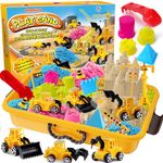 Sensory Bin - Play Sand Kit with Construction Set Toy Truck and 4lbs Magical Sand, Pretend Play Beach Sensory Toy Sandbox, Kids Gifts for Girls and Boys