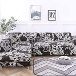 youyoucool 2 Pieces Sofa Cover, Super Stretch Sectional Couch Covers L Shape Sofa Cover Set, Printed L-Shaped Sofa Slipcovers for Pets ，Flower-1（4 Seats+4 Seats）