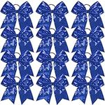 12 Pieces Sequin Cheer Bows Blue Gl