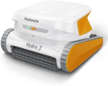 Poolmate Hydro 3 Cordless Robotic Pool Cleaner, 150W Pool Skimmer with 200mins Runtime, to 861-1070 sq.ft, 2 Brushless Motor, 4.1L Filter Basket, Wall Climing, Waterline Cleaning (2024)