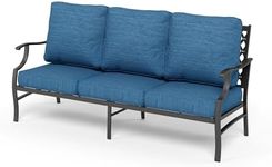 HERA'S HOUSE Patio Furniture Sofa, All-Weather Outdoor 3 Seats Couch, Outdoor Patio Couch with Deep Seating and Olefin Cushions for Lawn Garden Backyard, Pacific Blue