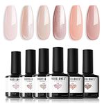 Modelones Gel Nail Polish Set, 6 Colors Pink Nude Gel Polish Milky White Gel Nail Polish Set Soak Off Glitter Nail Gel Nail Art DIY Manicure Salon and Home for Women