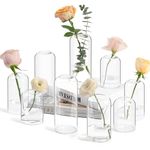 ComSaf Small Flower Vase Set of 9, Glass Bud Vases in Bulk, Clear Vases for Flower, Decor Centerpiece for Bathroom, Decorative Vases for House Warming, Valentines' Day, Mother's Day, Thanksgiving Day