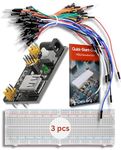 AZDelivery Breadboard Kit compatible with MB-102-830 Tie Point Solderless Plug-in Prototype PCB Board, Power Supply Module 3.3V 5V 700mA Adapter, 65 PCS Jumper Wire Set compatible with Arduino!