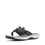 Clarks womens Brinkley Flora Flip Flop, Black Synthetic, 8 US