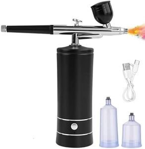 Hiseeyo Airbrush, Upgraded Airbrush Kit with Compressor&rRechargeable Portable Cordless Air Brush Nail Machine, Airbrush Gun Set for Nail Art, Cake Decor, Makeup, Barber, Model Painting (Black)