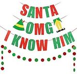 OMG Santa I Know Him Banner Red Gre