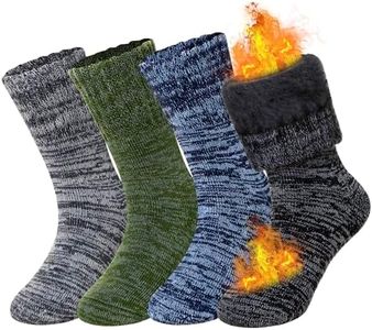 AMENLAN Kids Heated Hiking Socks Winter Children Thick Soft Warm Thermal Snowboarding Boy Girls Insulated Socks 4 Pairs (Multicolor B, 8-12 Years)
