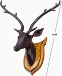 Bankura Traditional Art Center , Deer Head Long Neck Wooden Handmade Showpiece Wall Mounted and Wall hanging hook home decor 56cm, Black