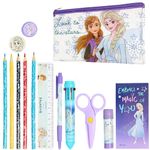 Disney Girls Pencil Case and Stationery Set, School Supplies - Gifts for Girls (Purple Frozen)