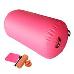 BEYOND MARINA Air Gymnastics Tumble Track Inflatable Tumbling Gymnastics Barrel Round Air Roller Training Tool with Handles for Home Use Training/Cheerleading/Yoga/Water 40”x23.6” Pink