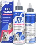 Pet Eye Wash Drops Help Prevent Pink Eye, Allergies Symptoms, Infections, Runny, Dry Eyes, Tear Stains & Conjunctivitis - Treatment Helps with Abrasions, Irritations - Dirt Crust & Discharge Remover