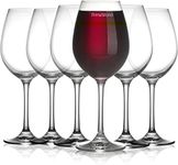 PrimeWorld Bistro European Style Crystal Clear 320 ml Red Wine and White Wine Glasses Set of 6 pcs, 100% Lead Free Glass, Unique Modern Design