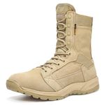 IODSON Men's Ultralight Combat Boots, Breathable Military Boots, Special Force Training Shoes, Shock-Absorbing Tactical Boots (10.5D(M) US, Tan)