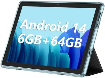 Android Tablet, 10.1 inch Android 14 Tablets 6GB RAM 64GB ROM 1TB Expand, 1280x800 IPS HD Touchscreen,6000mAh Battery, Bluetooth, Dual Camera, GMS, WiFi (Blue)