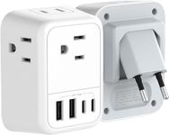 Universal Travel Adapter – Adapter Canada to Europe, European Plug Adapter – International Travel Adapter with 4 USB Ports Compatible in 30+ Countries Worldwide – Travel Essentials