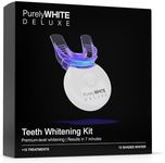 PurelyWHITE DELUXE Teeth Whitening Kit, Complete LED Teeth Whitening, 15+ Treatments, (3) 3ml Whitening Gel Syringes, Whiter Smile in 7 Minutes