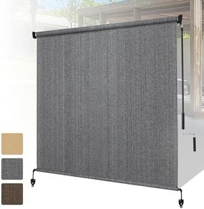 Shade&Beyond Outdoor Roller Shades 4' W x 8' H Cordless Patio Roll Up Blinds 90% UV Protection Exterior Shade Cloth Roll for Porch Gazebo Pergola Balcony Backyard, Gray