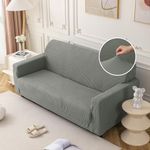 House of Quirk Universal Jacquard Waterproof Thickened Fabric Sofa Cover Soft Touching Cover for Couch Flexible Stretch Sofa Slipcover (Four Seater, Dark Grey)