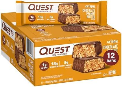 Quest Nutrition Crispy Chocolate Peanut Butter Hero Protein Bar, 18g Protein, 1g Sugar, 3g Net Carb, Gluten Free Protein Snack, Keto Friendly, 12 Count