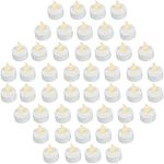 VIROSA Realistic and Bright Battery Operated Flickering Flameless Tea Light Led Candles, Batteries Included - Yellow (Pack of 48)