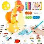 MOMSIV Kids Drawing Projector, Educational Portable Trace and Draw Projector Painting Toy Playset with Colourful 72 Patterns, 12 Markers and an Art Book for Toddler Boys and Girls Gifts, Yellow