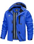 MAGCOMSEN Rain Jacket Men With Hood Hiking Jacket Windbreaker Jackets Lightweight Fishing Coat Bright Blue M