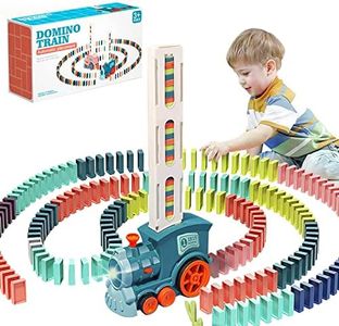 B-Qtech Domino Train Toy Set for Kids - 80pcs, Domino Blocks Set Building and Stacking Toy Creative Kids Games Gift Dominoes for Boys Girls Ages 3-8