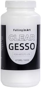 Falling in Art Clear Gesso for Acrylic Painting, Acrylic Gesso Primer for Oil Paints, 16 oz Non-Toxic Canvas Primer Surface Prep Medium
