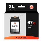 COCCINK 67XL Ink Cartridges Black for HP Deskjet 2800e 2842e 2852e 2855e 4255e Envy 6000 6052e 6055e 6058 6065e 6400 6455e 6475e Envy Pro 6400 6458e 6452e 6455e for HP 67 XL HP67 HP67XL (1 Black)