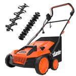 MAXLANDER 15” 13 Amp Electric Dethatcher and Scarifier, 2-in-1 Lawn Dethatcher with 5-Position Depth Adjustment, 45L Removable Collection Bag, Airboost Technology Increases Lawn Health