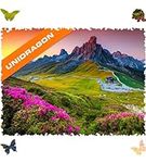 UNIDRAGON - Wooden Jigsaw Puzzles - Small - 9" x 6.2" - 23 x 16 cm - 125 pcs - in a Beautiful Gift Package - Unique Shape Jigsaw Pieces - Best Gift for Adults and Kids - Nature Mountain