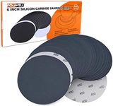 6 Inch (150mm) 400 Grit High Performance Waterproof Hook & Loop Sanding Discs Heavy Duty Silicon Carbide Round Flocking Sandpaper for Wet/Dry Sanding Grinder Polishing Accessories, 20-Pack