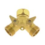 3/4" Brass Manifold ,2 Way Garden Hose Splitter Hose Tap Connector,Outdoor Y Valve Water Tap Splitter Washing Machine Hose Connector,Y Splitter Manifold Garden Hose Faucet Adapter with On/Off Valves