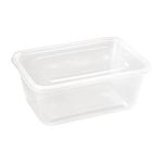 Fiesta Recyclable Clear Plastic Reusable Microwave Safe Containers with Lid, Large 1000ml / 35 ounce, Pack of 250, Freezer Safe, Takeaway Catering Grade CFC-Free Food Safe Containers | DM183