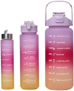 WILLTUNE Motivational Silicone Water Bottle 3 in 1 Set – Pack of 3 in Multiple Shades and Sizes for Fitness, Travel, and Daily Hydration with Leak-Proof Design and Inspirational Time Markers (Purple)