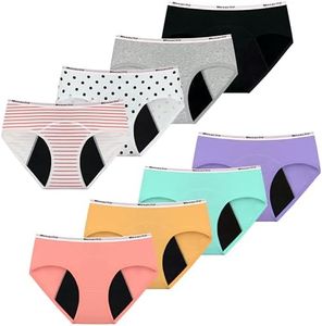 Mesachy Teens Girls Period Underwear Kids Period Panties Menstrual Leakproof Protective Underwear for Teens Cotton Briefs, Color-1, 10-12 Years