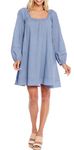 Mud Pie Women's Ryland Tiered Dress, Blue, L