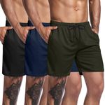 COOFANDY Men's 3 Pack Gym Workout Shorts Mesh Weightlifting Squatting Pants Training Bodybuilding Jogger with Pocket,Black/Army Green/Navy Blue,Medium