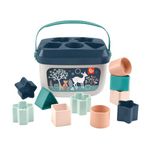 Fisher-Price Stacking Toy Baby’s First Blocks Set of 10 Shapes for Sorting Play for Infants Ages 6+ Months, Navy Fawn, HJP20
